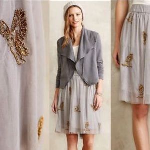 Anthropologie Beaded Tulle Animal Skirt